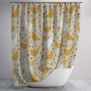 Country Folk Art Chickens Shower Curtain