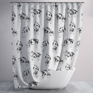 Farmhouse Sketched Pigs Shower Curtain