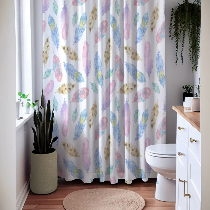 Pastel Falling Feathers Shower Curtain