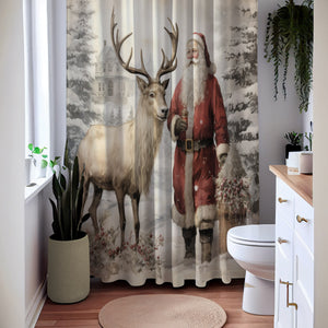 Vintage Christmas Theme Shower Curtain