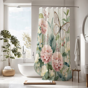 Nostalgic Floral Butterfly Shower Curtain