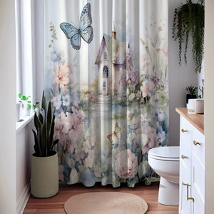 Garden Glory Floral Butterfly Shower Curtain