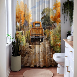 Vintage Truck on Dirt Road Shower Curtain