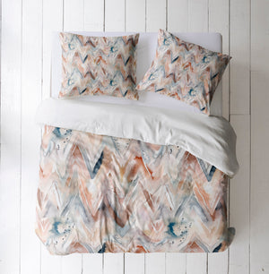 Boho Watercolor Chevron Abstract Comforter or Duvet Cover Set