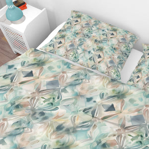 Boho Pattern Green Watercolor Comforter or Duvet Cover Set