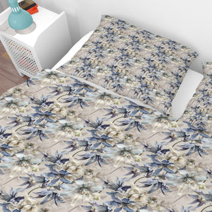 Blue Orchid Floral Comforter or Duvet Cover Set