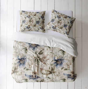 Beige Orchid Floral Comforter or Duvet Cover Set
