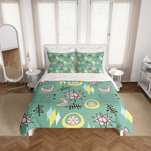 Mid Century Modern Bedding Atomic Green