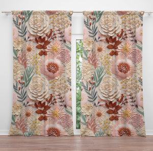 Cottagecore Flossiebee  Floral Window Curtains