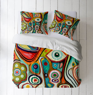 Color Crazy Abstract Bedding Comforter or Duvet Cover with Shams