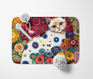 Funky Floral Cat Bath Mat