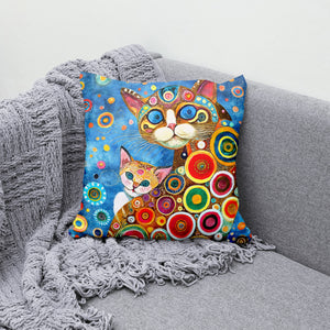 Colorful Funky Cat Accent Throw Pillow
