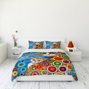 Colorful Funky Cat Bedding Comforter or Duvet Cover with Shams