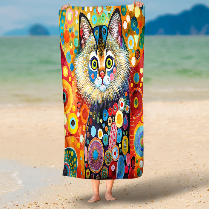 Frazzled Cat Beach Towel