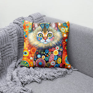 Colorful Frazzled Cat Accent Throw Pillow