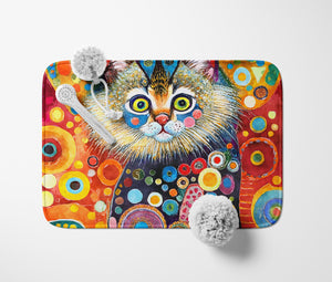Whimsical Frazzled Cat Bath Mat
