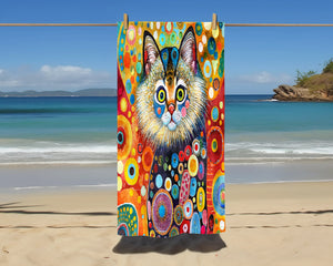 Frazzled Cat Beach Towel 