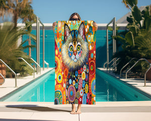 Frazzled Cat Beach Towel 