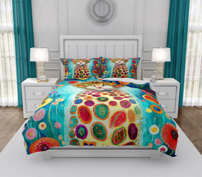 Color Crazy Cat Bedding Comforter or Duvet Cover with Shams