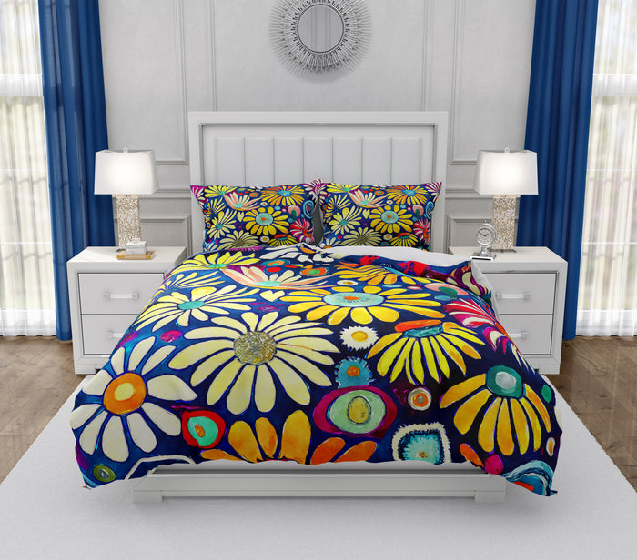 Hippie Flowers Bedding Comforter or Duvet Cover with Shams