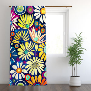 Colorful Floral Window Curtains Blossom Bliss