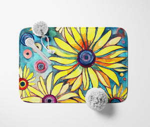 Sunflower Hippie Floral Bath Mat