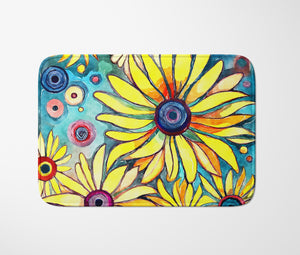 Sunflower Hippie Floral Bath Mat
