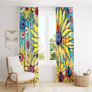 floral window curtains
