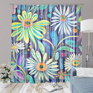 Petal Panorama Colorful Floral Window Curtains