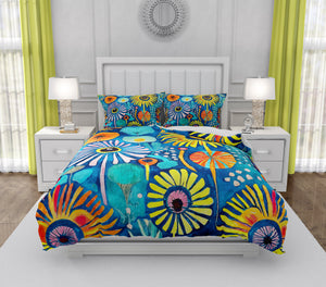 Funky Floral Bedding Comforter or Duvet Cover with Shams