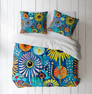 Funky Floral Bedding Comforter or Duvet Cover with Shams