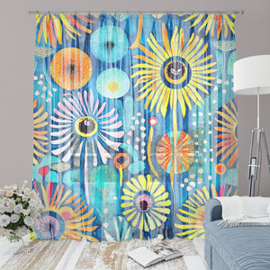Bloom Burst Colorful Floral Window Curtains