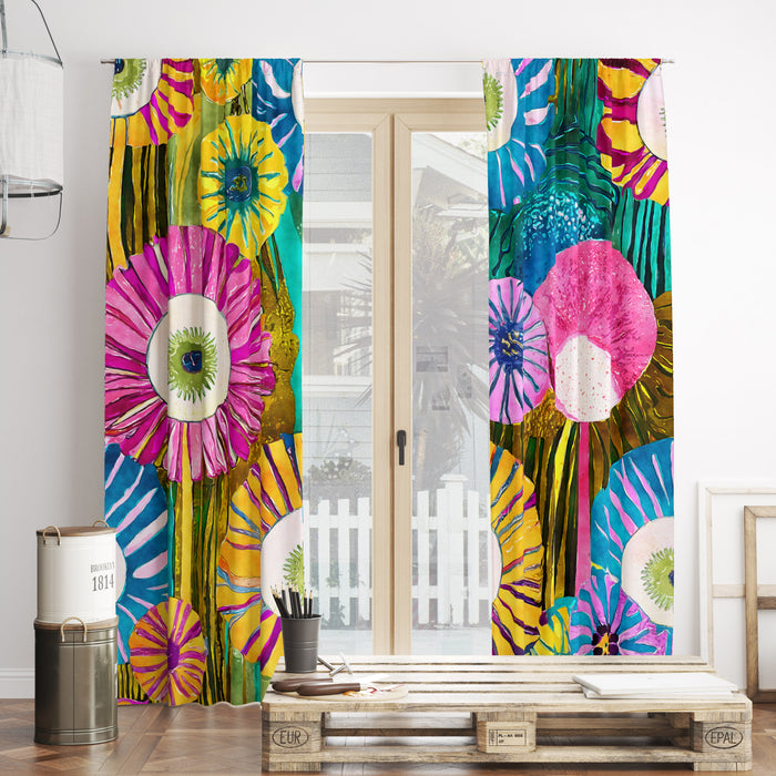 Floral Fantasy Colorful Floral Window Curtains