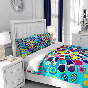 Klimt Turquoise Floral Bedding Comforter or Duvet Cover with Shams
