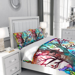 Watercolor Hippie Tree Bedding Comforter or Duvet Cover with Shams