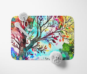 Hippie Tree Watercolor Bath Mat