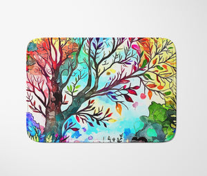 Hippie Tree Watercolor Bath Mat