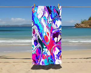 Purple Marble Abstract Beach Towel