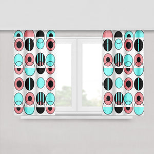 Mid Century Modern Window Curtains Turquoise and Pink Geometric