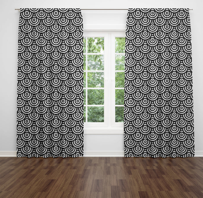 Black and White Scales Window Curtains