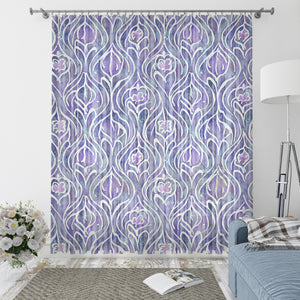 Purple Boho Batik Window Curtains