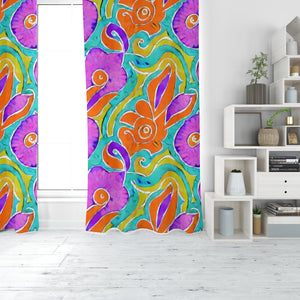 Hippie Abstraction Floral Window Curtains