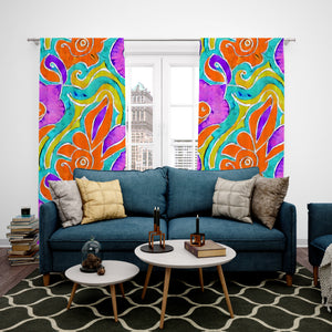 Hippie Abstraction Floral Window Curtains