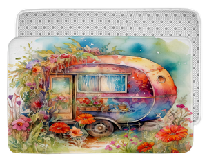 Vintage Theme Watercolor Camper Shower Curtain With Options