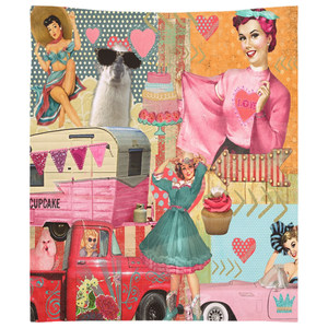 Retro Glamping Girls Tapestry Indoor or Outdoor