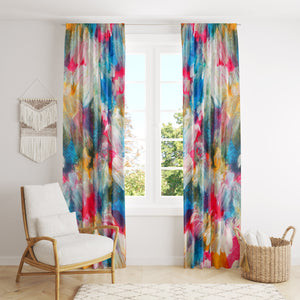 Brushes Abstract Boho Window Curtains