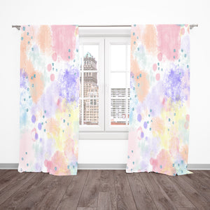 Pastel Abstract Boho Window Curtains