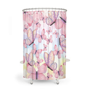 Pink Butterfly Bathroom Decor Shower Curtain