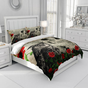 Crow Owl and Poppies Gothic Skull Bedding