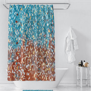Retro Turquoise Terrazzo Shower Curtain